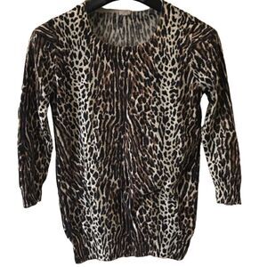 J. Crew Women’s 3/4 Sleeve Animal Print Scoop Neck Blouse